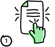 Icon of a hand clicking on a document
